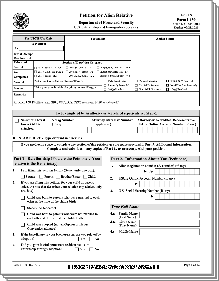 Online Software Access For You To Complete Your US Immigration Application   Us I130 En Icon W 200 